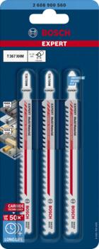 3 figūrzāģa asmeņi T367XHM Multimaterial, Figūrzāģiem EXPERT MULTI MATERIAL THICK AND THIN T367XHM FIGŪRZĀĢA ASMENS, 2608900560, BOSCH (2608900560)