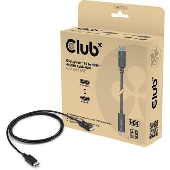 Club3D кабель DisplayPort CAC-1083, 2 м, HDMI Type D (Micro) мужской, 4096 x 2160, 60 Гц, 1 шт (CAC-1083)