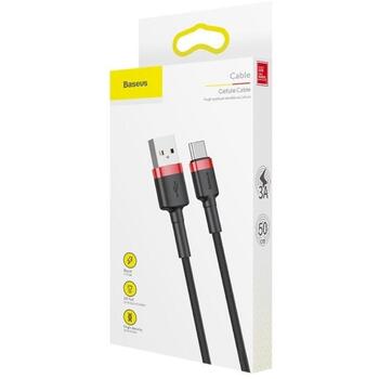 Baseus Cafule USB kabelis CATKLF-C91, USB-A–USB-C, 2m, 2A, 480Mbps, QC3.0, alumīnija sakausējums, pīts, Velcro (CATKLF-C91)
