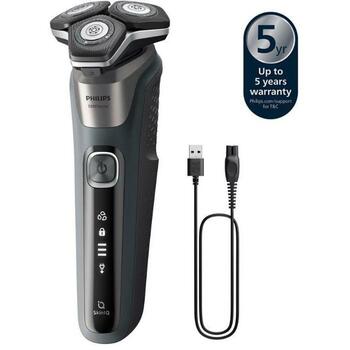 Philips skuveklis S5887/30, 3 galvas, 60min, akumulators, ātra uzlāde, ceļojumu soma, ūdensizturīgs, mitra skūšanās (S5887/30)