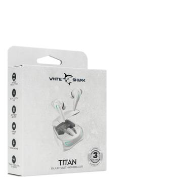 White Shark Беспроводные наушники TITAN-W, 32Ω, 10mm, 3h зарядка, ANC, ENC, Bluetooth 5.3, 121dB, 7h время работы (TITAN-W)
