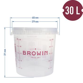 Browin емкость для ферментации 340461, 30л, полипропилен без BPA, со шкалой, 2 пробки, 3 гидрозатвора (340461)