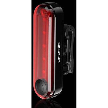 Superfire BTL01 aizmugures velosipēda lampa, USB, 230mAh, 20g, 3.7V, IP44, 4 režīmi, akumulators (BTL01)