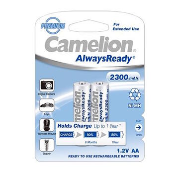 Перезаряжаемые Ni-MH батарейки с ёмкостью 2300 mAh и форматом AA/HR6 AlwaysReady Rechargeable Batteries 2 шт. 17423206 Camelion (17423206)