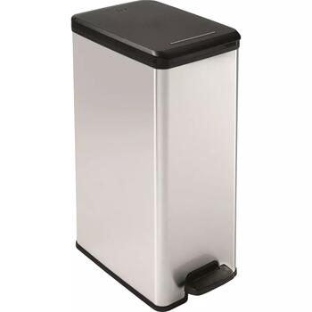 Curver Slim Bin 40L серебристый 0802340582, 40л, пластик, с педалью, металлик (0802340582)