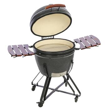 Гриль Kamado керамический угольный 23″ с аксессуарами Kamado Classic 23″ Ø 59.5 см керамический корпус приготовление в двух зонах TBG23GRAY-01 Темно серый TunaBone (TBG23GRAY-01)