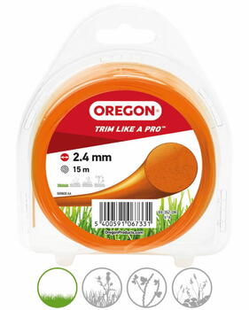 Леска для триммера, круглая, 2,4 мм, 15 м, OREGON, 69-362-OR (69-362-OR)