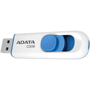 Adata USB флешка C008 AC008-32G-RWE, 32 ГБ, USB Type-A, Белый/Синий, Без крышки, Портативный (AC008-32G-RWE)