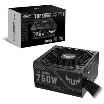 Asus TUF-GAMING-750B barošanas bloks 90YE00D0-B0NA00, 750 W, 100-240 V, 20+4 pin ATX, 80 PLUS Bronza, 135 mm ventilators, melns (90YE00D0-B0NA00)