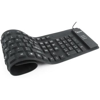 Gembird клавиатура KB-109F-B, 109 клавиш, USB + PS/2, 1.5 м кабель, черный, водонепроницаемая, пылезащитная (KB-109F-B)