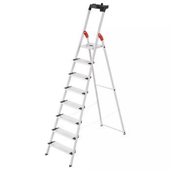 Hailo L80 ComfortLine 038040807, 8 pakāpieni, 345cm, 150kg, alumīnijs, XXL pakāpieni, drošības stiprinājums (038040807)