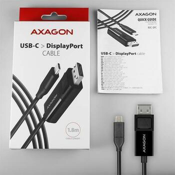 Axagon Видео кабель RVC-DPC 1.8m, USB Type-C, DisplayPort 1.2, 4096 x 2160, 60Hz, активный видеопреобразователь, HDCP 2.2 (RVC-DPC)