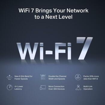 Mercusys беспроводной маршрутизатор MR47BE, 9300 Mbit/s, 4 порта, Три диапазона (2.4 GHz / 5 GHz / 6 GHz), 6 антенн, WPA3 (MR47BE)