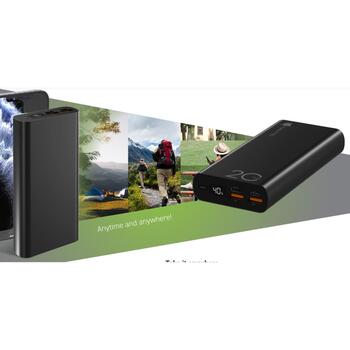 Navitel Lādētājs-akumulators PWR20 AL Black, 20000mAh, 3.7V 74Wh, 22,5W, USB-C 5V 2,6A, 9V 2A, 12V 1,5A, Mikro USB 5V 2A, 9V 2A (PWR20 AL Black)