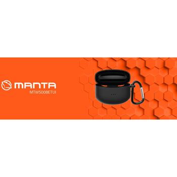 Manta Austiņu futrālis MTWS008ETUI, melns, silikons, 0.0137kg, piemērots Manta RYTMO TWS austiņām (MTWS008ETUI)
