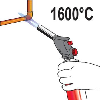 Yato газовая горелка YT-36709, 1.28кВт, 1600°C, пропан-бутан, 93г/ч, угол 360°, пьезоподжиг, регулировка пламени (YT-36709)