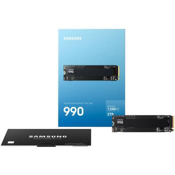 Samsung 990 SSD M.2 PCIe 4.0x4 NVMe, 2000GB, 7250/6450MB/s, 850K/1200K IOPS, V-NAND, 256-bit AES, TCG Opal 2.0, TRIM, S.M.A.R.T. (MZ-V9V2T0BW)