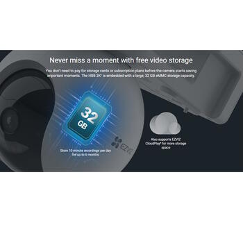 Ezviz CS-HB8-4MP умная уличная камера, 4MP 2K, 340° PTZ, IP65, 10400mAh, 32GB eMMC, ночное видение 15м, белый (CS-HB8-4MP)