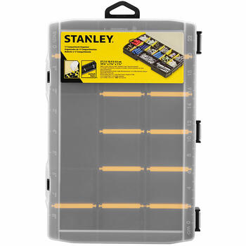 STANLEY STST81680-1 Organizators, 17 nodalījumi, 1.8l, caurspīdīgs vāks, noņemamas starpsienas, lineāls (STST81680-1)