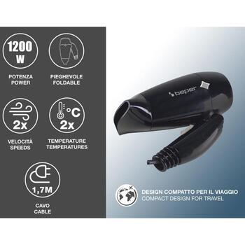 Beper Fēns P301ASC100, 1200W, 1 uzgalis, 2 ātrumi, 2 temperatūras režīmi, 1,7m vads, šaura koncentratora sprausla (P301ASC100)