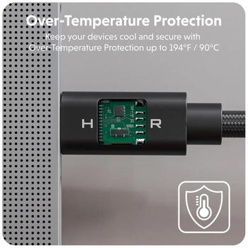 Hyper HyperDrive Next USB4 Type-C veiktspējas kabelis HD6500BKGL, 1.2 m, 240 W, 40 Gbps, 8K atbalsts, PD 3.1 (HD6500BKGL)