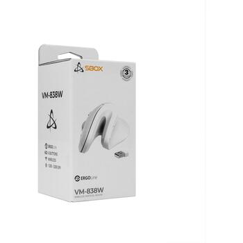 Sbox Pele VM-838W-W, 3200 DPI, 6 pogas, 104g, 2,4 GHz, optiskais sensors, balta (VM-838W-W)
