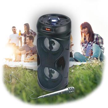 Manta SPK815 караоке-колонка, 15 Вт RMS, Bluetooth 5.0, FM-радио, USB/TF/микрофон/AUX, LED, 3 ч (SPK8150000001)