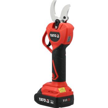 Yato Аккумуляторный садовый секатор YT-828382, 18V, 40мм, 2000mAh, Li-Ion, 36Wh, 1ч, 5.5мм, SK5, 1.01м/с², 73дБ, 62дБ, бесщеточный (YT-828382)