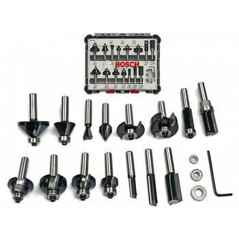 Frēžu komplekts ar 15 vienībām 8 mm kāts 2607017472 BOSCH (2607017472)