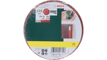 Slīpēšanas papīru komplekts 125 mm, 25 gab., dažādas graudainības, 2607019497 BOSCH (2607019497)