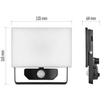 Emos LED прожектор TAMBO ZS2922, 20 W, 2000 lm, черный, IP54, PIR датчик, алюминиевый корпус, 100 lm/W (ZS2922)