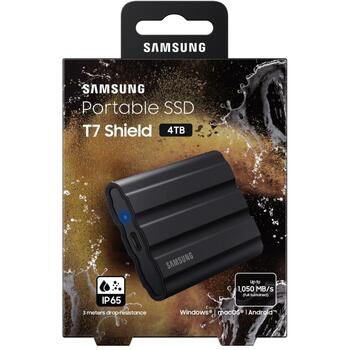 Samsung Внешний SSD MU-PE4T0S/EU 4TB, USB Type-C, 3.2 Gen 2, скорость чтения 1050 MB/s, скорость записи 1000 MB/s, IP65 (MU-PE4T0S/EU)