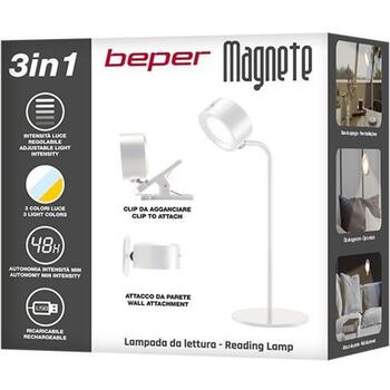 Beper Galda lampa P201UTP302, 2.3W, balta, dzelzs, akrils, LED, 1 spuldze, magnētiskie piederumi iekļauti (P201UTP302)