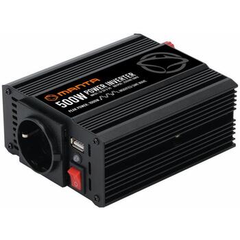 Manta MPI500M инвертор, 500W, 1000W, 12V или 24V на 230V, USB DC 5V 2.1A, модифицированная синусоида, защита (MPI500M)