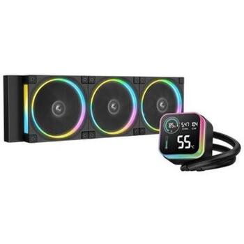 Deepcool šķidruma dzesētājs LQ360 ULTRA ARGB R-LQ360-BKASMC-G-1, 1.9 kg, 55 cfm, 3 ventilatori, PWM atbalsts, ARGB (R-LQ360-BKASMC-G-1)