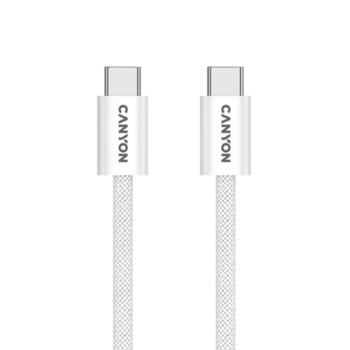 Vads ar USB C līdz USB C savienojumu 60 W ātro uzlādi magnētisku fiksāciju un pītu pārklājumu OnWire 60MG C-C 60W Magnet Braided 1 m Balts CND-CCMG60AB15W CANYON (CND-CCMG60AB15W)