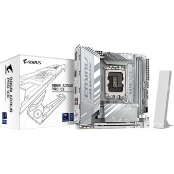Gigabyte B860I AORUS PRO ICE, Mini-ITX mātesplate, LGA1851, 2x SATA, 2x M.2, DDR5, 128 GB, 2.5 Gb Ethernet, Wi-Fi 7, Bluetooth 5.4 (B860I AORUS PRO ICE)