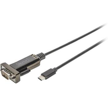 Digitus seriālais adapteris DA-70166, USB-C uz RS-232, 1 m, 1 Mbps, FTDI FT232RL, melns (DA-70166)