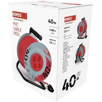 Emos Удлинитель P09240M, 40 м, 4 розетки, 230 В, 16 А, PVC, IP20, защита от детей, термозащита (P09240M)