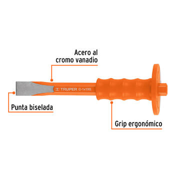 Kalts ar rokturi 25x250mm Truper® (C-1X10G)
