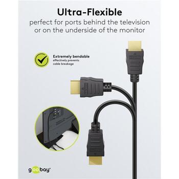 Goobay HDMI кабель 80105, 5 м, Ethernet, 4K60Hz, 19 pin HDMI Type A, экранированный, черный (80105)