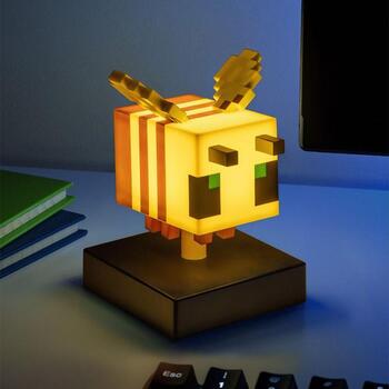 Paladone Minecraft Bišu Ikona Gaismiņa PP16018MCFID, 11cm, 2xAAA, LED, Galda virsma, Dzeltena/melna (PP16018MCFID)