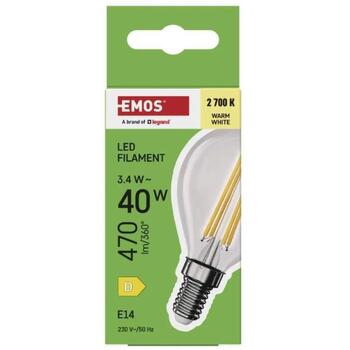 Emos LED лампочка Filament Mini Globe ZF1D22, 3,4 W, 470 lm, теплый белый, E14, 25 000 часов, 360°, 4 чипа (ZF1D22)