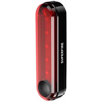 Superfire BTL01 aizmugures velosipēda lampa, USB, 230mAh, 20g, 3.7V, IP44, 4 režīmi, akumulators (BTL01)
