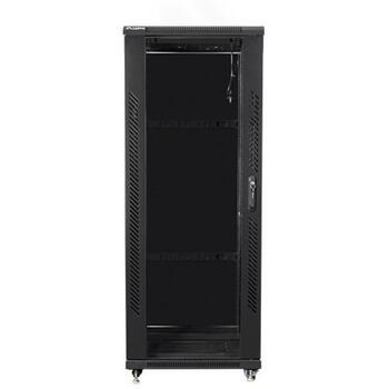Lanberg напольный шкаф FF01-6632-12B, 600mm, 32U, 800kg, 2 вентилятора, IP20, 4 вертикальные рейки (FF01-6632-12B)