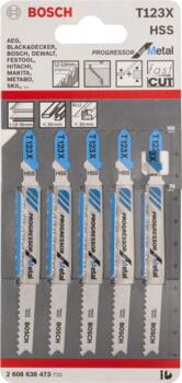 5 figūrzāģa asmeņi T 123 X (Progressor), Figūrzāģiem PRO METAL THICK AND THIN T123XF FIGŪRZĀĢA ASMENS, 2608638473, BOSCH (2608638473)