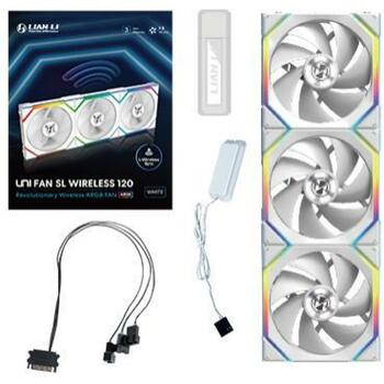 Lian Li Datora ventilators UNI FAN SL Wireless 120 G99.12SL1W3W.00, 120mm, 2000RPM, 3 ventilatori, 64.05cfm, 2.44mmH2O, FDB, balts (G99.12SL1W3W.00)