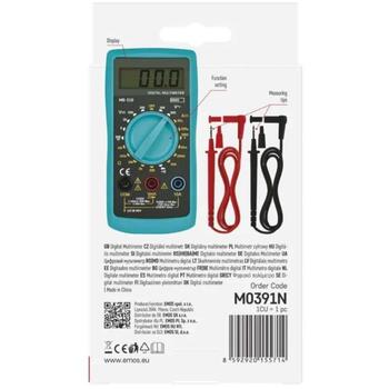 Emos Мультиметр MD-210 M0391N, 20 µA – 10 A, 200–300 V, 200 mV – 300 V, 200 Ohm – 2 MOhm, 3,5 разряда, ручной выбор диапазона (M0391N)