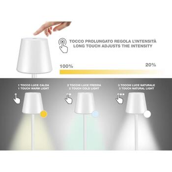 Beper Настольная лампа P201UTP102, 2W, IPX4, 1 лампочка, перезаряжаемая батарея, регулировка температуры света (P201UTP102)