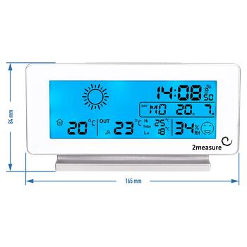 2Measure 250102 метеостанция, беспроводная, с датчиком, белая, 30м, 433МГц, DCF77, память (250102)